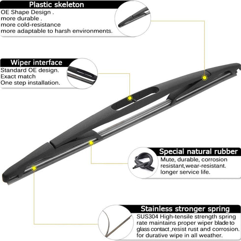 Rear Window Wiper Arm Blade Set Replacement For Cadillac Escalade,GMC Yukon,Chevy Tahoe Suburban,2007-2013 - Back Windshield Wiper Accessories OEM...