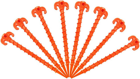 Canopy Stakes Canopy Anchors Beach Tent Stakes Heavy Duty Screw Shape 25 cm 10 inch - 8 Pack Orange Tent Stake for Outdoor Hiking Camping...