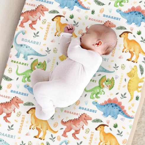 Dinosaurs Changing Pad Cover, Dinosaur Pattern Baby Diaper Changing Table Pad Cover, Unisex Dinosaur Diaper Changing Sheet for Baby Boy Girls, Din...