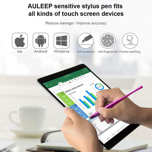 AULEEP Capacitive Stylus Pens for Touch Screen with 4 Pack 6 Nanofiber Tips Compatible for Phones, Tablets, iPads, Kindles (Silver Balck Rose Blue...