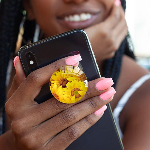 Clear Crystal Glitter Expandible Collapsible Moblile Phone Grip Stand Holder for Smartphones and Tablets Cell Phone Accessory?Sunflower Pattern?...