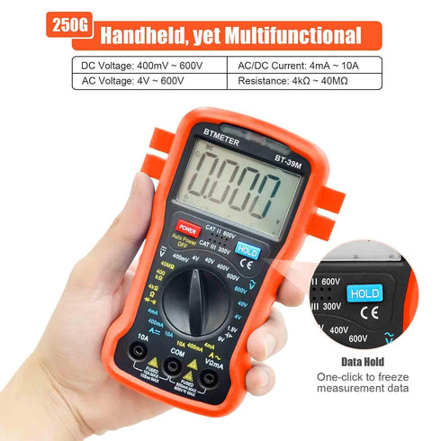 BTMETER Digital Multimeter 39M Electrical Tester, 4000 Counts TRMS Voltmeter AC DC Volt Current Ohm Meter with Continuity Buzzer, Battery Test...