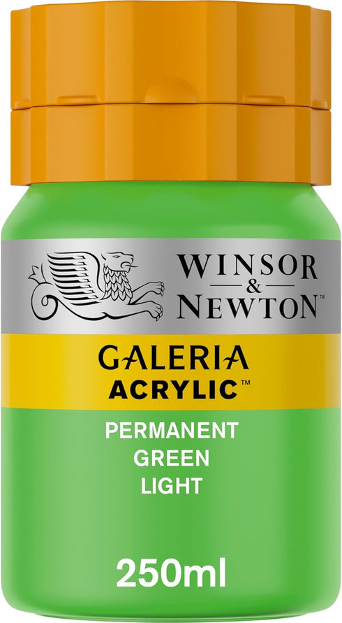Winsor & Newton Galeria Acrylic Color, 250ml (8.4-oz) bottle, Permanent Green Light...