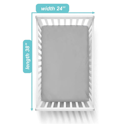 TL Care 100% Natural Organic Cotton Jersey Knit Fitted Portable/Mini-Crib Sheet, Gray, Soft Breathable, for Boys and Girls...