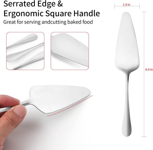 10 Pack Stainless Steel Cake Server, Stainless Steel Pie Machine Cake Rack Handle Scraper Slot Pizza Machine Cutting Knife Professional Shovel Ser...