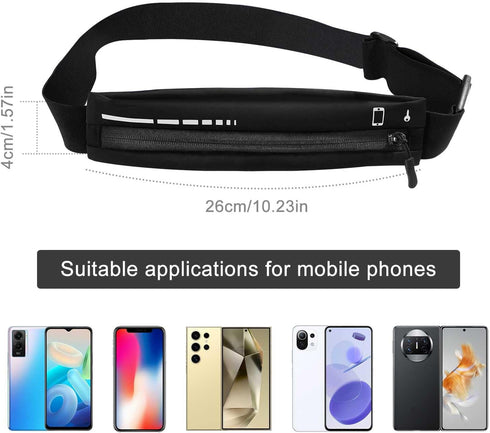 QUWEI Slim Running Belt for Women Men Gift, Runners Waist Belt With Reflective Strip, Fanny Pack Phone Holder for Jogging, Adjustable Run Pouch Be...