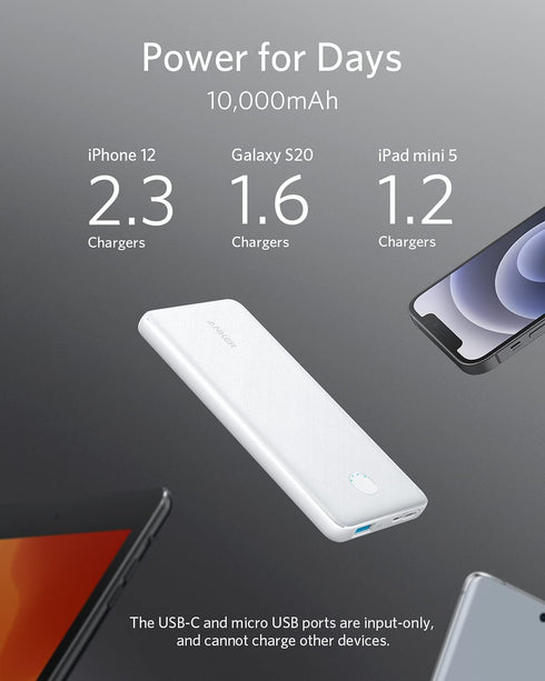 Anker Portable Charger, Power Bank, 10,000 mAh Battery Pack with PowerIQ Charging Technology and USB-C (Input Only) for iPhone 15/15 Plus/15 Pro/1...