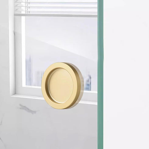 1Pair Round Glass Sliding Door Handle Stick-on Fixing Screwless Back-to-Back Shower Pulls Barn Pocket Door Sliding knobs (Gold Paste Fixed)...