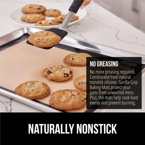 Gorilla Grip Non Stick Silicone Baking Mat Sheet, 2 Pack, Reusable Cookie Sheets Liner, Heat Resistant, No Oil Greasing Needed, Kitchen Oven Essen...
