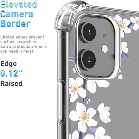 Clear Flower Designed for iPhone 11 Case with Screen Protector, Soft Shockproof Protective Transparent Bumper Cover for Women Girls Floral Pattern...