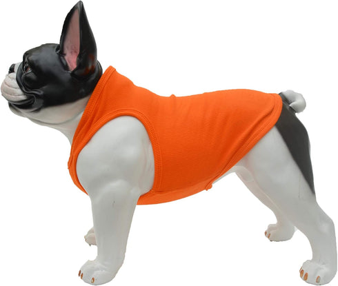 Lovelonglong 2019 Summer Pet Clothing, Dog Clothes Blank T-Shirts Ribbed Tanks Top Thread Vests for Large Medium Small Dogs 100% Cotton Orange S...