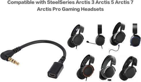 3.5mm Audio Cable Adapter for Arctis 3 5 7 Pro, Compatible with SteelSeries Arctis 3 Arctis 5 Arctis 7 Arctis Pro Gaming Headsets, Good Conductivi...