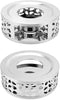 QWORK Tea Kettle Warmer, 2 Pack Brushed Stainless Steel Tea Kettle, Hollow Frame, with Tea Candle Holder, Fits Most Teapots, Silver...