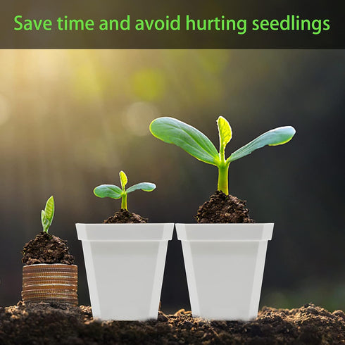 10 Pcs White Plant Nursery Pots with Clear Humidity Dome- 4 inch Plastic Gardening Pot Plant Container- Seed Starting Pot with Drain Holes for See...