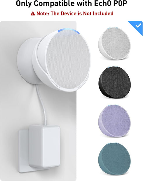 Maxonar Wall Mount for Ech0 Pop, Ech0 pop Wall Mount Smart Speaker Stand Holder Save up Space Cable Management - White...