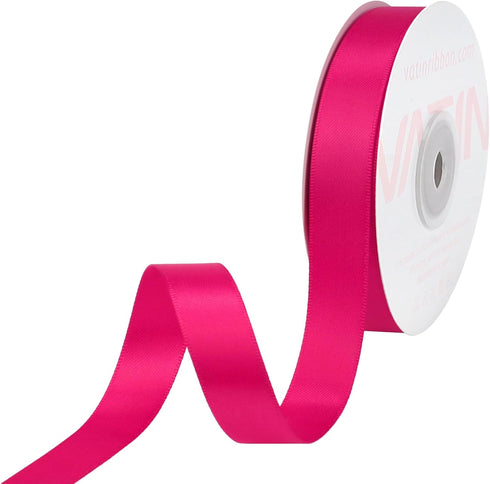 VATIN Double Face Shocking Pink Satin Ribbon 5/8" Continuous 25 Yards,Pink Polyester Fabric Ribbon use for Bows Bouquet, Gift Wrapping, Floral Arr...