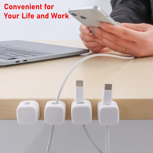 12 Pack Cord Organizer, Magnetic Cable Management Clips for Desktop, Self Adhesive Wire Charger Keeper for Phone, Kitchen Appliances, Earphone Org...