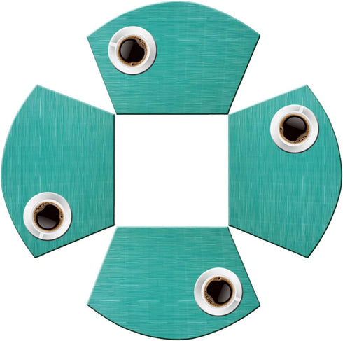 PIGCHCY Wedge Shaped Placemats for Dining Table Cross-Weave Washable Vinyl Placemat Heat Resistant Round Table Mats Set of 4 (Teal Blue)...