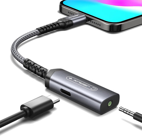 JSAUX USB C to 3.5mm Headphone and Charger Adapter, 2-in-1 AUX Mic Jack with PD 60W Fast Charging,Compatible for Earphones iPhone 15 Pro Max/15 Pr...