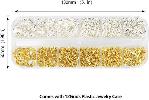 Kingsdun 1200Pcs Jump Rings for Jewelry Making with Lobster Clasps & Needle Nose Pliers, Jump Ring Opener and Tweezers, Jewelry Findings Tool Kit ...