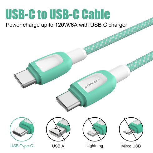 USB C to USB C Cable 120W 2-Pack, 6ft+10ft USB Type C Cable Fast Charging Compatible with iphone 15 Pro max Samsung S22 ultra, MacBook Air/Pro iPa...