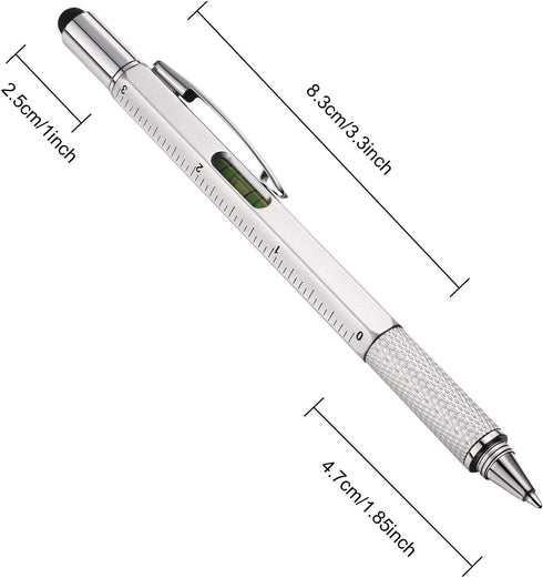 Zhanmai 8 Pcs Gift Pen for Men 6 in 1 Multitool Tech Tool Pen Screwdriver Pen with Ruler, Levelgauge, Ballpoint Pen, Pen Refills (Gold, Black, Sil...