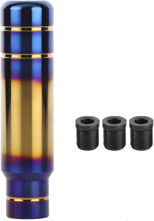 Fydun Car Gear Shift Knob 5.1in Aluminum Interior Decoration Gear Shift Knob Shifter Burnt Blue with 3 Adapters Universal Accessories for Car...
