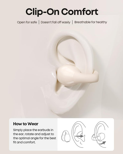 Langsdom ClipBuds Kids Bluetooth 5.3 Earbuds for Kids with Mic, Clip On Open-Ear Comfort Fit Headphones, 85dB Safe Volume Limit Wireless Earphones...
