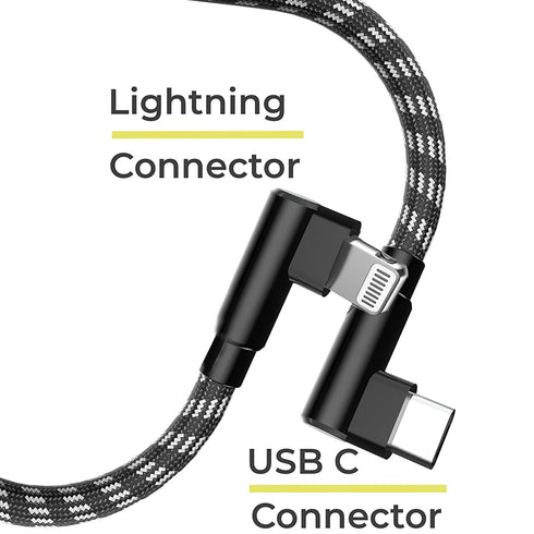 AGOZ Lightning to USB C Cable, 90° Right Angle, MFI Certified, Fast Charging, Braided, 6 inch, Compatible with iPhone, iPad, iPod, AirPods, CarPla...