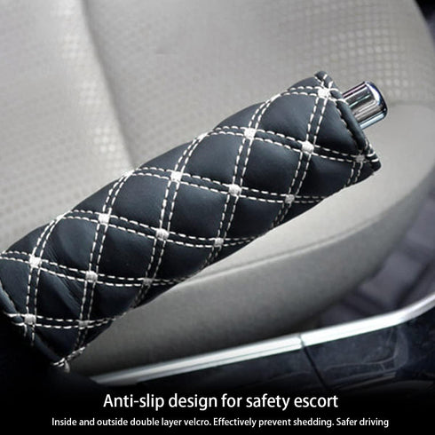 2 Pcs Set Car Handbrake Shift Gear Knob Cover, Leather Breathable Soft Handbreak Protect No-Slip Sleeve, Case Auto Interior Decor Accessories Fit ...