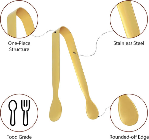 6 Pack Serving Tongs, Buffet Tongs Kitchen Tongs Stainless Steel Food Tong Sugar Tongs Small Serving Utensils for Tea Party Coffee Bar Catering Go...