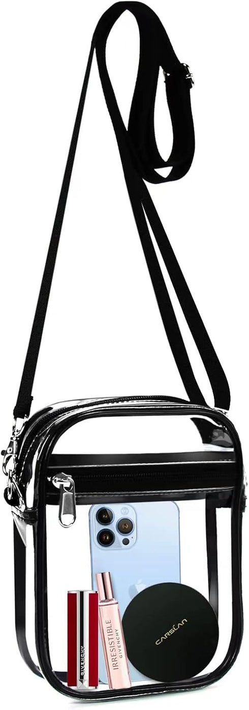 Clear Bag Stadium Approved, Clear Crossbody Purse Bag with Front Pocket for Concerts Sports Events Festivals...