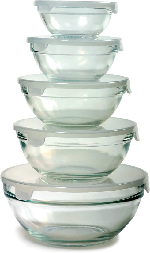 Norpro 10-Piece Nesting Glass Mixing/Storage Bowls with Lids...