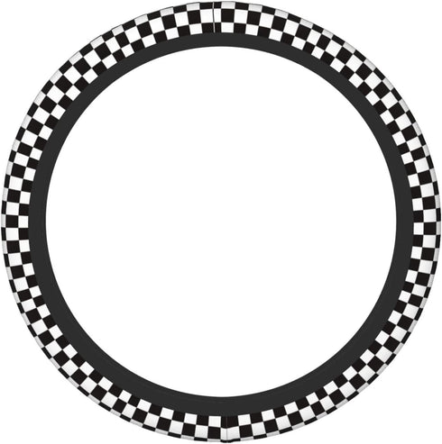 Black White Square Grid Pattern Steering Wheel Covers,Anti Slip Sweat Absorption Elasticity Car Accessories Steering Wheel Protector Universal 15 ...