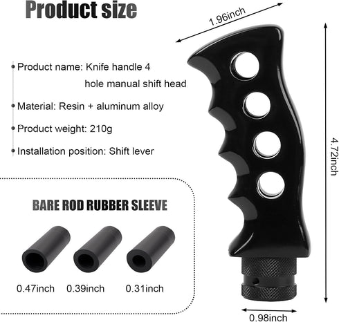 1 PC Car Manual Gear Shift Knob, Knife Handle Decoration Comfortable Grip Modified Gear Shifter with Adapter, Resin + Metal Gear Lever Wave Stick ...