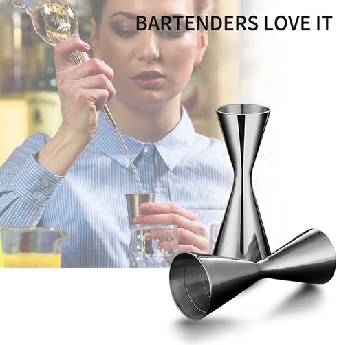 Double Cocktail Jigger with Measurements Inside, 2 oz 1 oz Jigger for Bartending, 304 Stainless Steel Cocktail Bar Tools for Bar Home Bartender Pa...