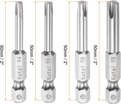 Y4-Y8 Tri-point Screwdriver Bit Set 1/4" Hex Shank 2" Length Magnetic Y Type Screw Driver Power Tool...