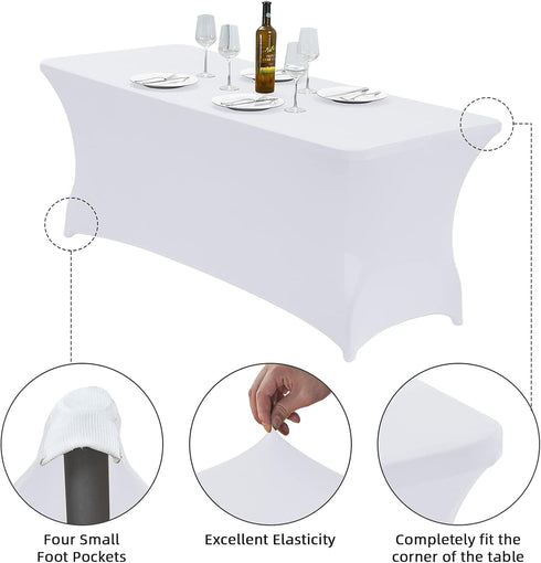 CWK 6FT Waterproof Stretch Spandex Table Cover for Rectangular Tables - Elastic Fitted Tablecloth for Folding Tables,Wrinkle Resistant Table Cloth...
