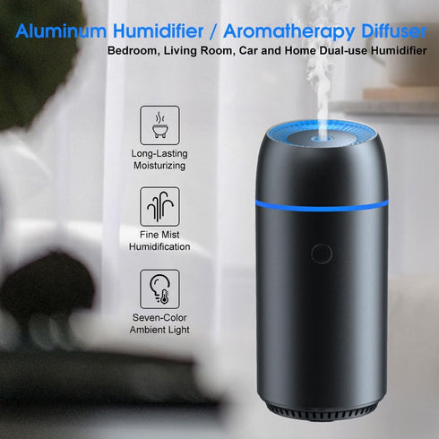 Portable Car Humidifier Can Add Essential Oils Small Diffuser with Night Light and Automatic Shut-Off Function for Car and Office Home Baby Room U...