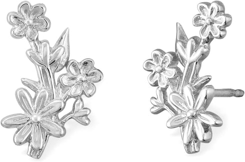 Boma Jewelry Sterling Silver Flower Bouquet Crawler Stud Earrings...