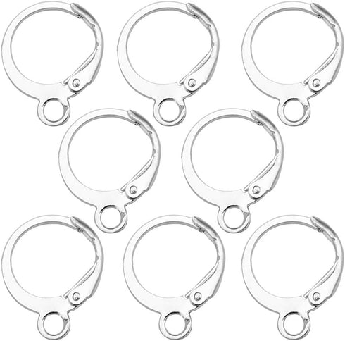 160 Pcs Round Hypoallergenic Lever Back Dangle Ear Wire With Open Loop French Hook for DIY Jewelry Making (Silver-12785)...