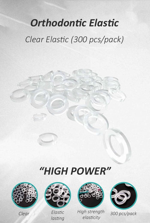 300 O-Rings - Orthodontic Elastic Dental Rubber Bands, Intraoral Elastic Rubber Bands. (Clear, 1/8"-Medium-3.5 oz)...