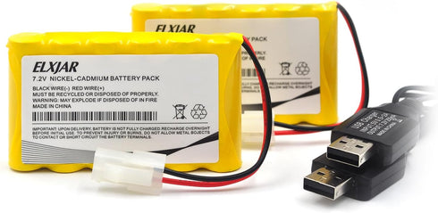 elxjar (2-Pack) 7.2V 700mAh NI-CD Battery Replacement for Huanqi HQ 516 558 549 RC Tank RC Vehicle...