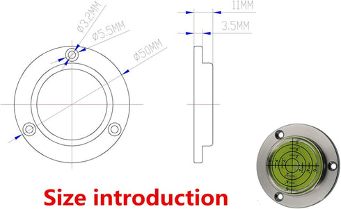 50mm scale High precision horizontal bubble Aluminium Case Bullseye Spirit Bubble Surface Level Round Inclinometers for Surveying Instruments and ...