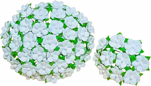 Mini Flowers Mulberry Paper Artificial Craft Scrapbook Wedding Supply Accessory DIY. Small Flower Bouquets, Greeting Cards Decorations. (White)...