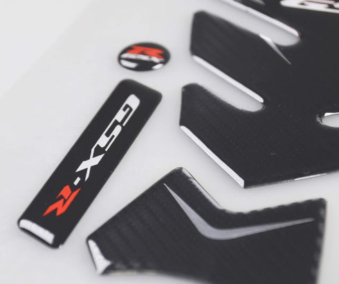 Real Carbon Look Gas Cap, Tank Pad, Triple Tree Front End Upper Top Clamp Decal Stickers,Tank Protector with Keychain for GSXR 600 GSXR 750 GSXR 1...