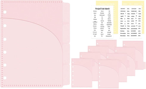 A7 Double Pockets Cash Envelopes 3 Set 4 Tabs Money Organizer for Cash Pink Card Protector Loose Leaf Bill Holder Budget Envelopes for 6 Ring Bind...