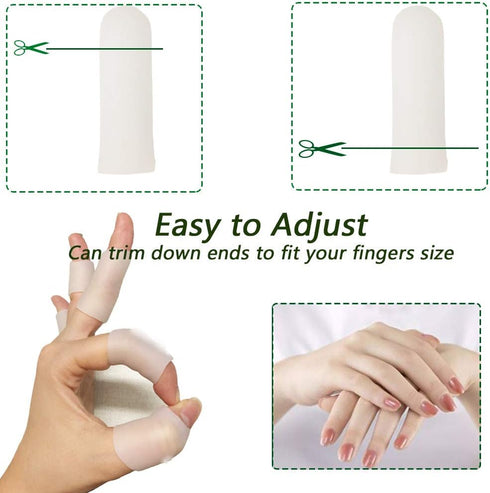 Gel Finger Protectors Finger Caps Silicone Fingertips Protection - Finger Cots Great for Trigger Finger, Finger Arthritis, Finger Cracking and Oth...