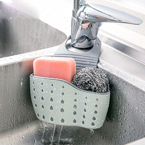 Kitchen Sink Caddy Sponge Holder Hang Basket for Scrubber Dish Brush Kitchen Accessories Organizer(Light Blue)...
