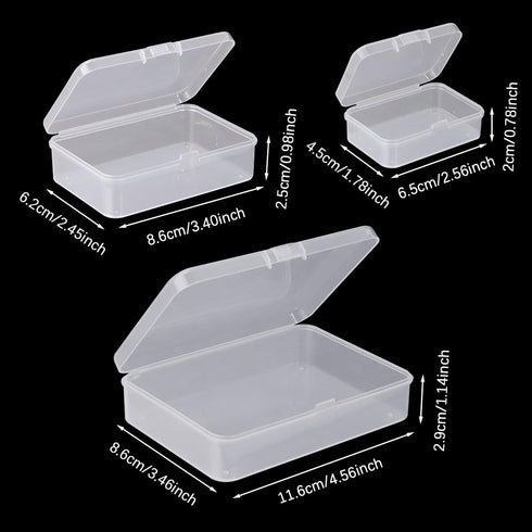 18Pcs Mini Storage Containers, Mixed Sizes Small Rectangular Clear Plastic Storage Containers Box with Hinged Lid for Beads, Organizie Tiny Items,...